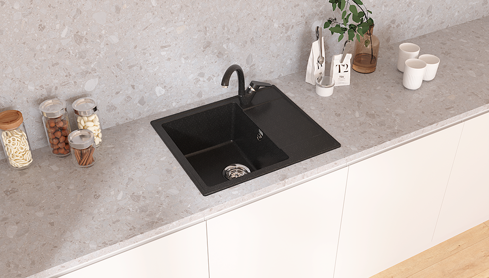 Кухонная мойка PR-М 575 односекционная реверсивная-004 Черный оникс