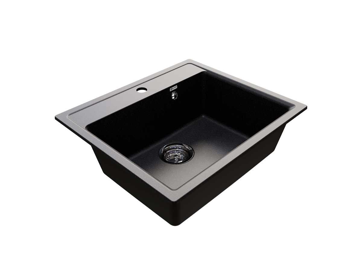 Кухонная мойка PR-М 565  односекционная с отверстием под смеситель-004 Черный оникс