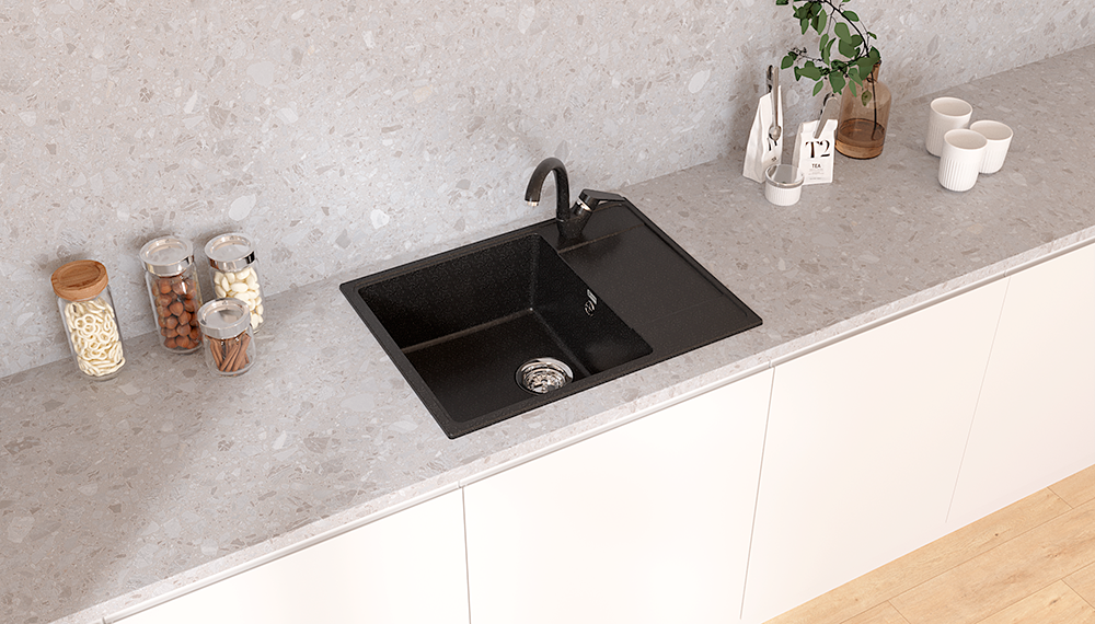 Кухонная мойка PR-М 650 односекционная реверсивная-004 Черный оникс