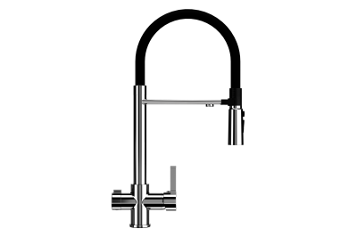 Смеситель ULGRAN U-026 двухрычажный с высоким гибким изливом-346 Хром