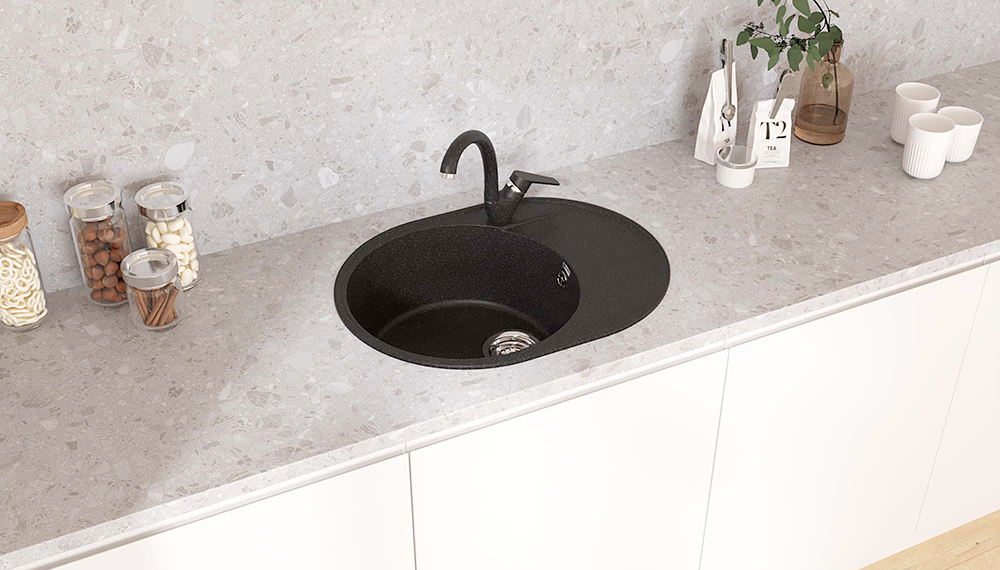 Кухонная мойка PR-М 610 односекционная реверсивная-004 Черный оникс