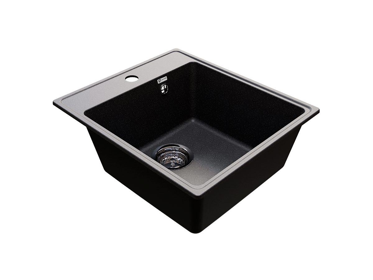 Кухонная мойка PR-М 425 односекционная с отверстием под смеситель-004 Черный оникс