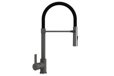 Смеситель ULGRAN UQ-024 однорычажный с высоким гибким изливом-09 Асфальт