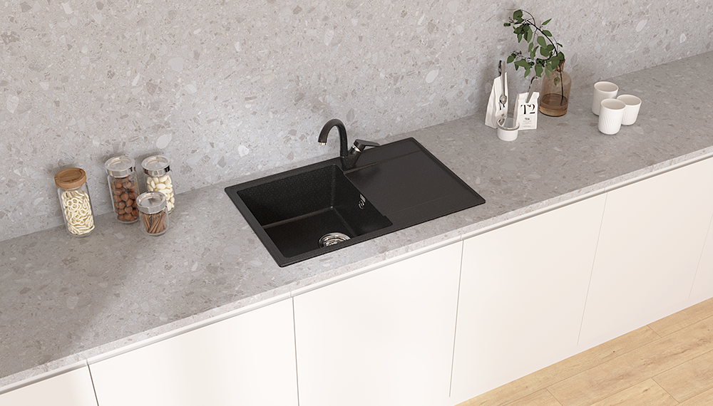 Кухонная мойка PR-М 735 односекционная реверсивная-004 Черный оникс